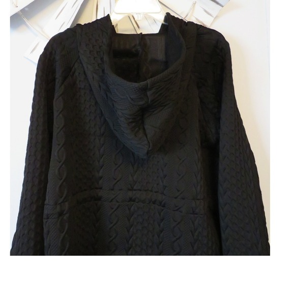 Black Cable Knit Hooded Zip-Up Sweater Coat by Shein Curve Women's 2X - Picture 11 of 15